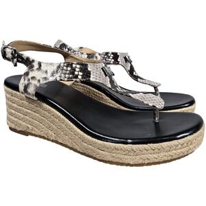 Michael‎ Kors Laney Snakeskin Wedge Espadrille Sandal Thong Ankle Strap 7.5M